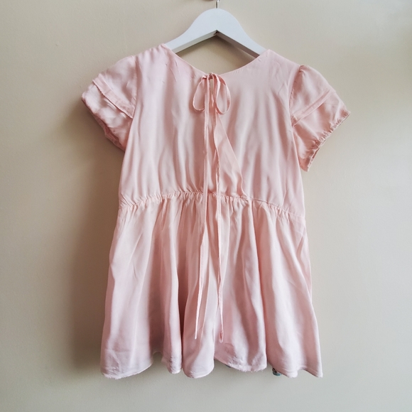 Pura Vida embroidered cotton pink top tie back, empire waist - Picture 4 of 7